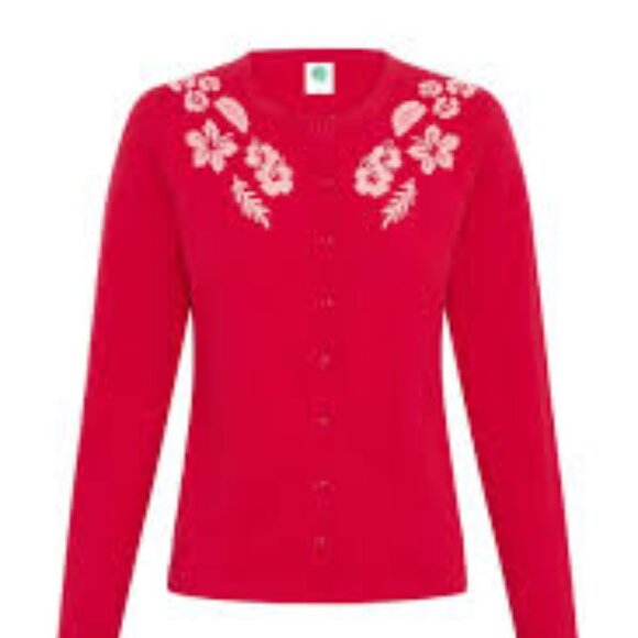 NWT EMMA MULHOLLAND ON HOLIDAY H. Island Cardigan Red/Peach Size S - Picture 1 of 4